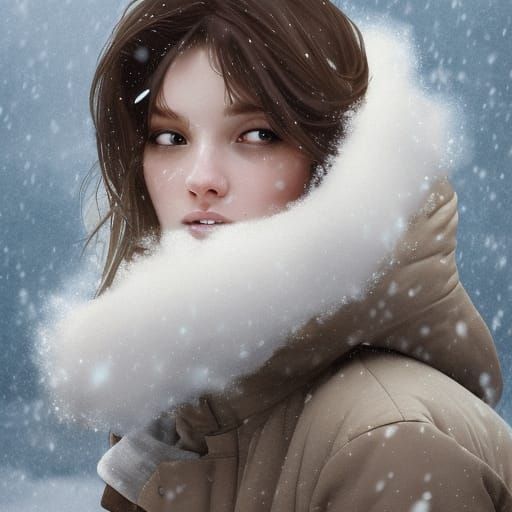 Girl in Snowstorm: Hyperdetailed Artgerm Style Portrait