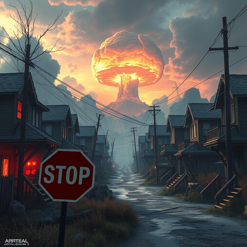 Post-Apocalyptic Neighborhood After Nuclear War