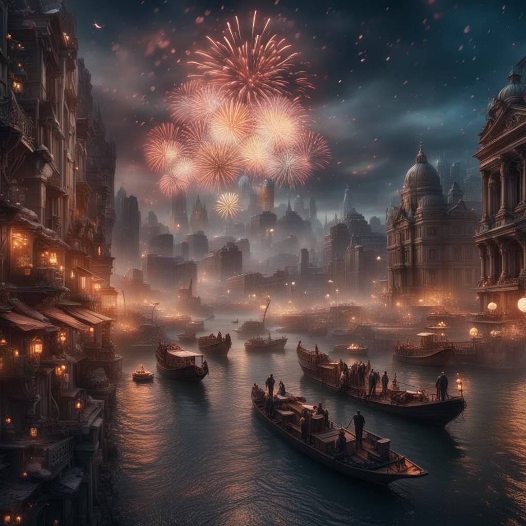 Epic New Year's Eve Celebration: Digital Matte Painting