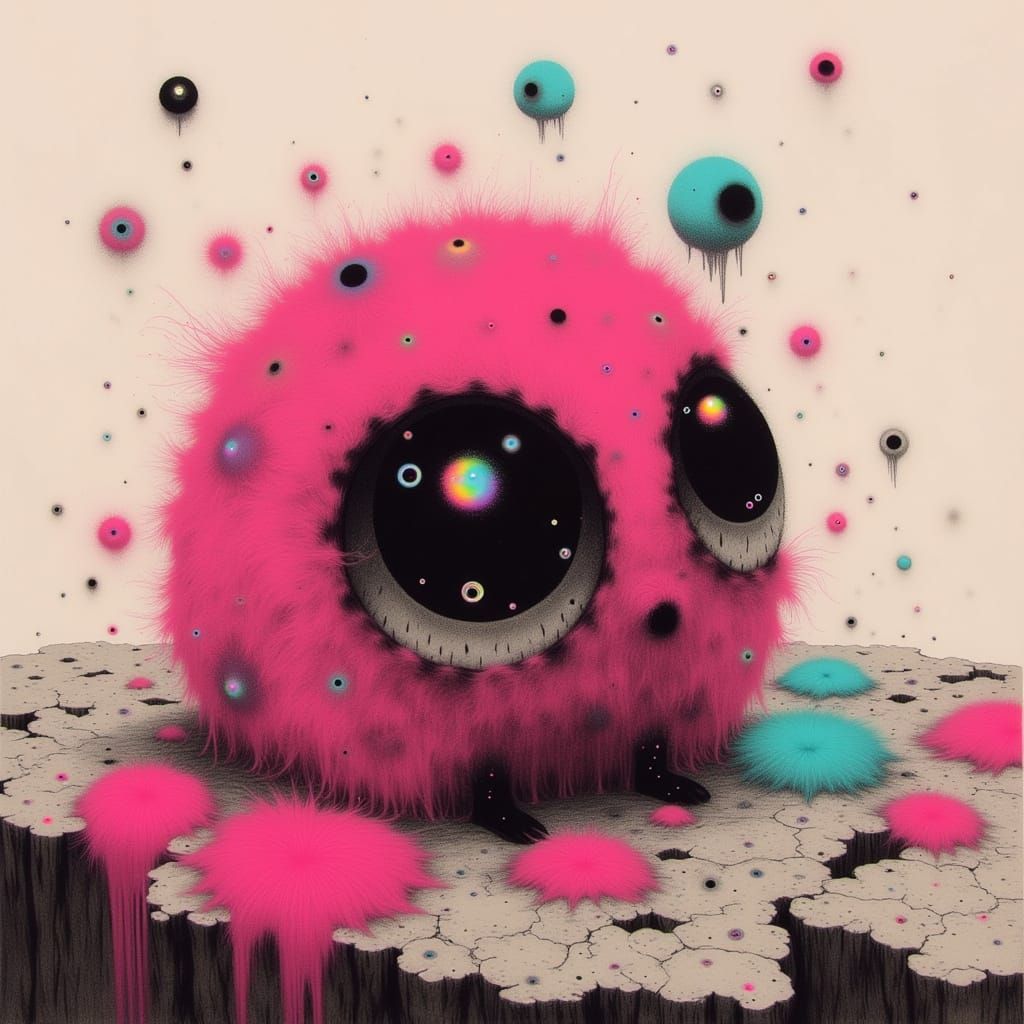 Whimsical Kawaii Monster in Pastel Hues