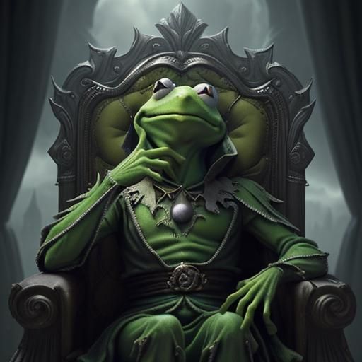 Kermit the Frog as Evil Villain on Throne