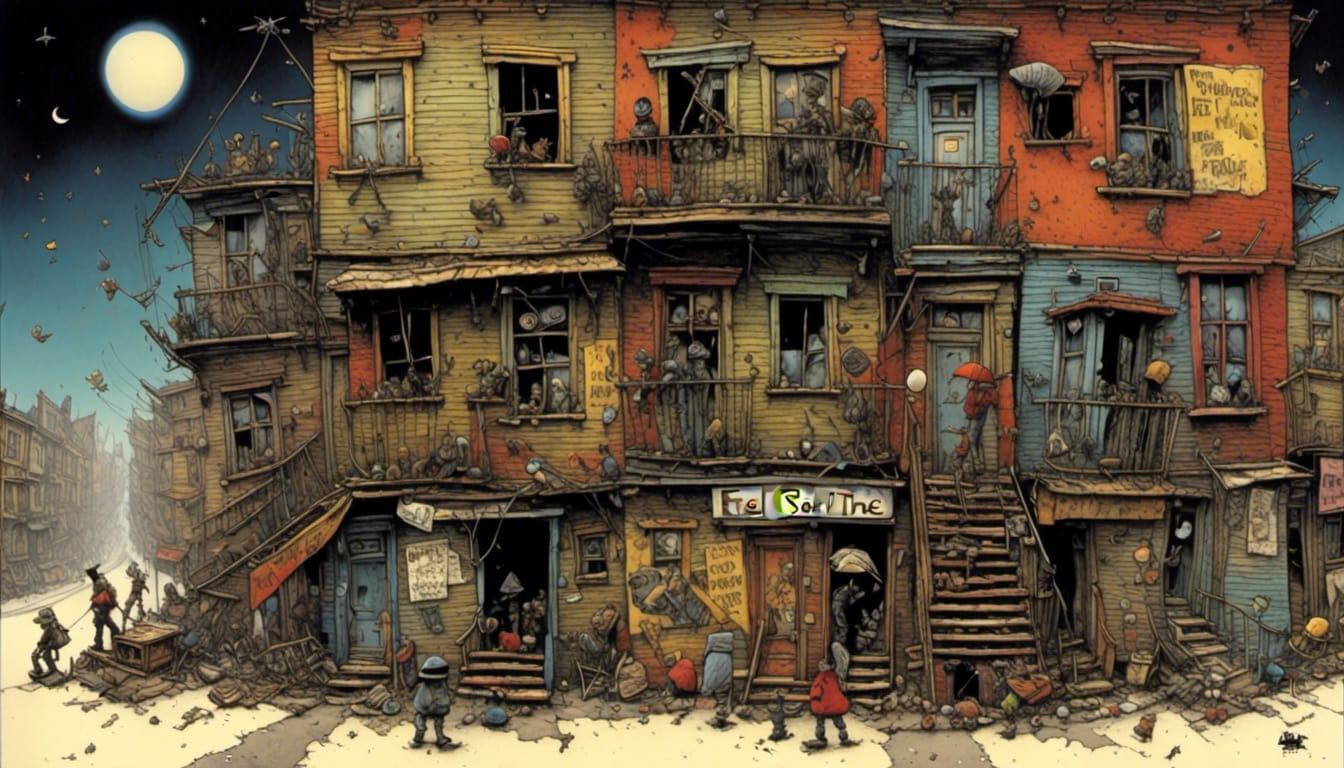 Epic 2000s Slum Masterpiece in Graffiti Art Style