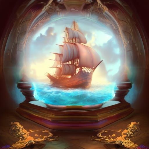 Pirate Ship Trapped Inside Mystical Crystal Ball