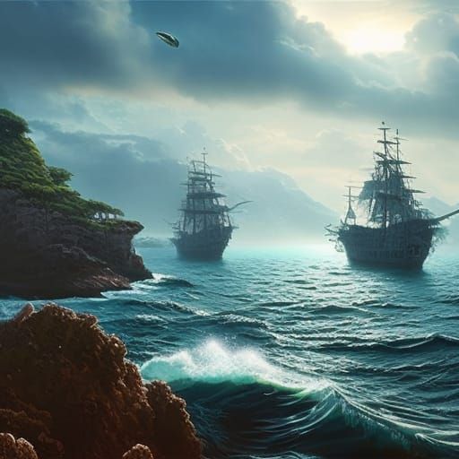 Epic Ocean Landscape Digital Matte Painting