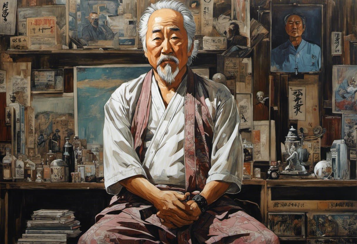 Mr. Miyagi Illustration in Hyperrealistic Style