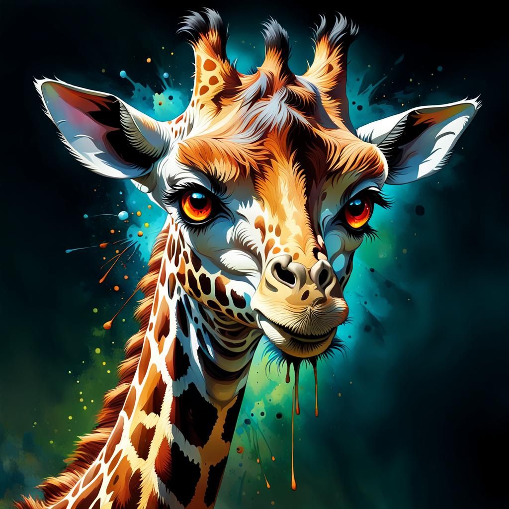 Chibi Wraith Giraffe with Googly Eyes in Digital Art