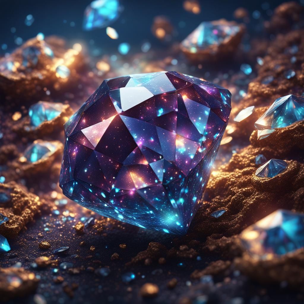 Glittery Diamond Close-Up: Detailed Matte Painting