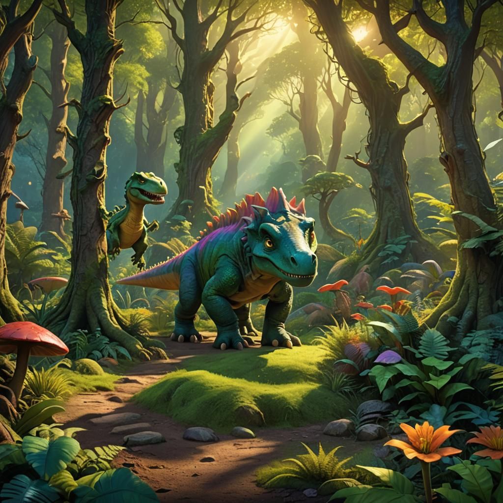 Hobbit and Dinosaur: Pixar-Style Friendship in Forest