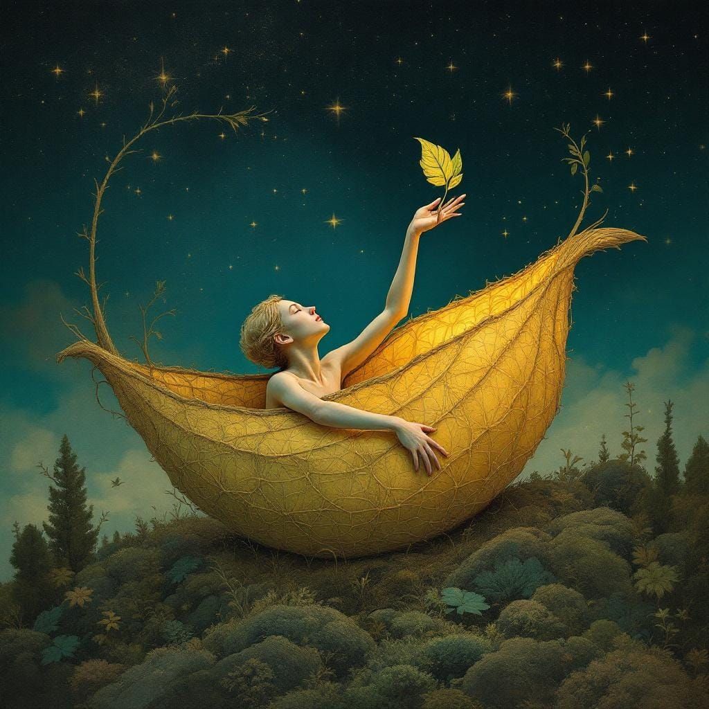 Human Emerges from Cocoon in Ethereal Style