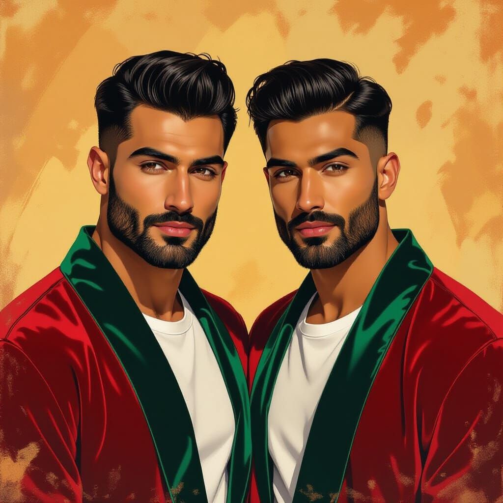 Portrait of Two Handsome Men in Velvet Robes