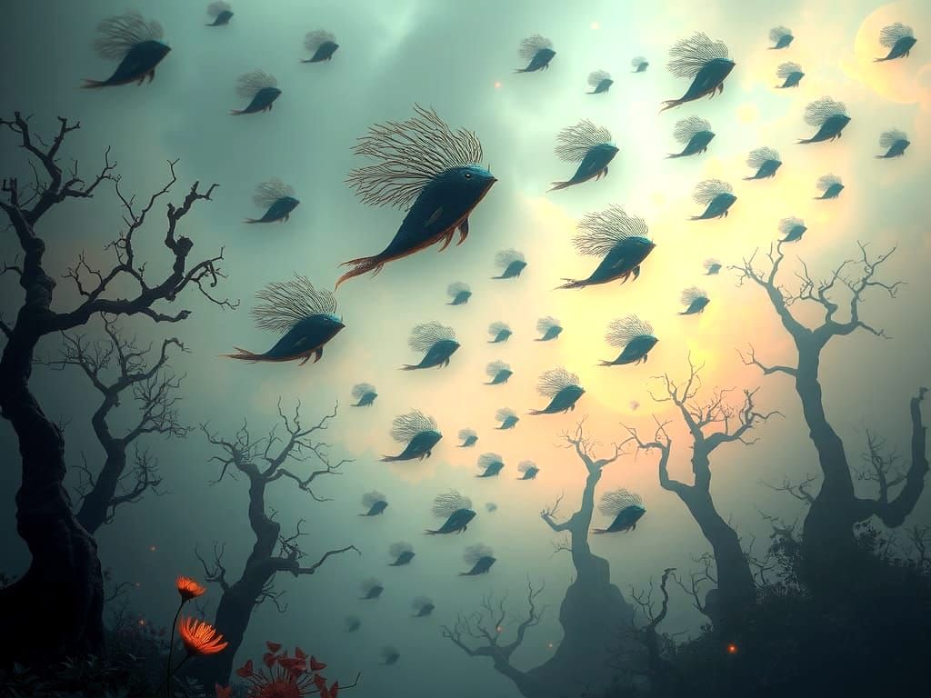 Axolotls Soar Through Alien Fog