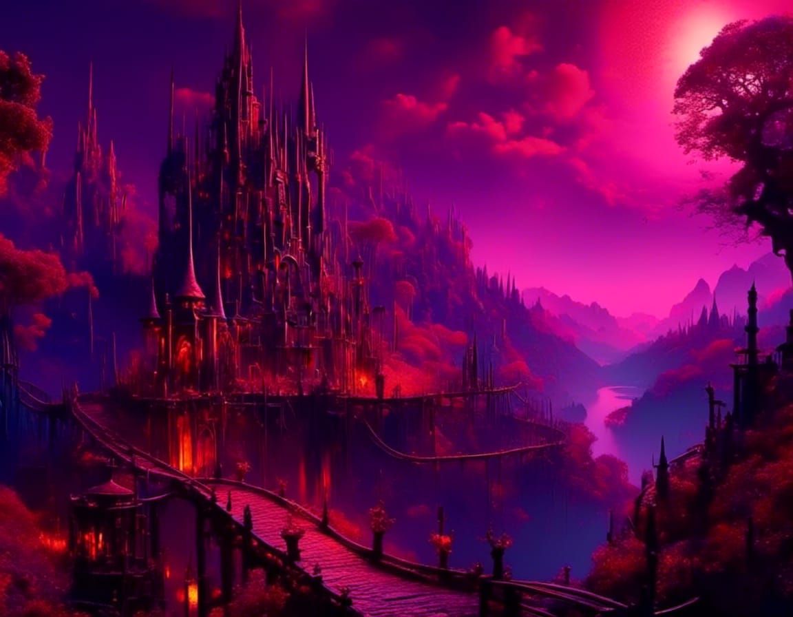 Haunted Dark Fantasy City in Detailed Matte Painting