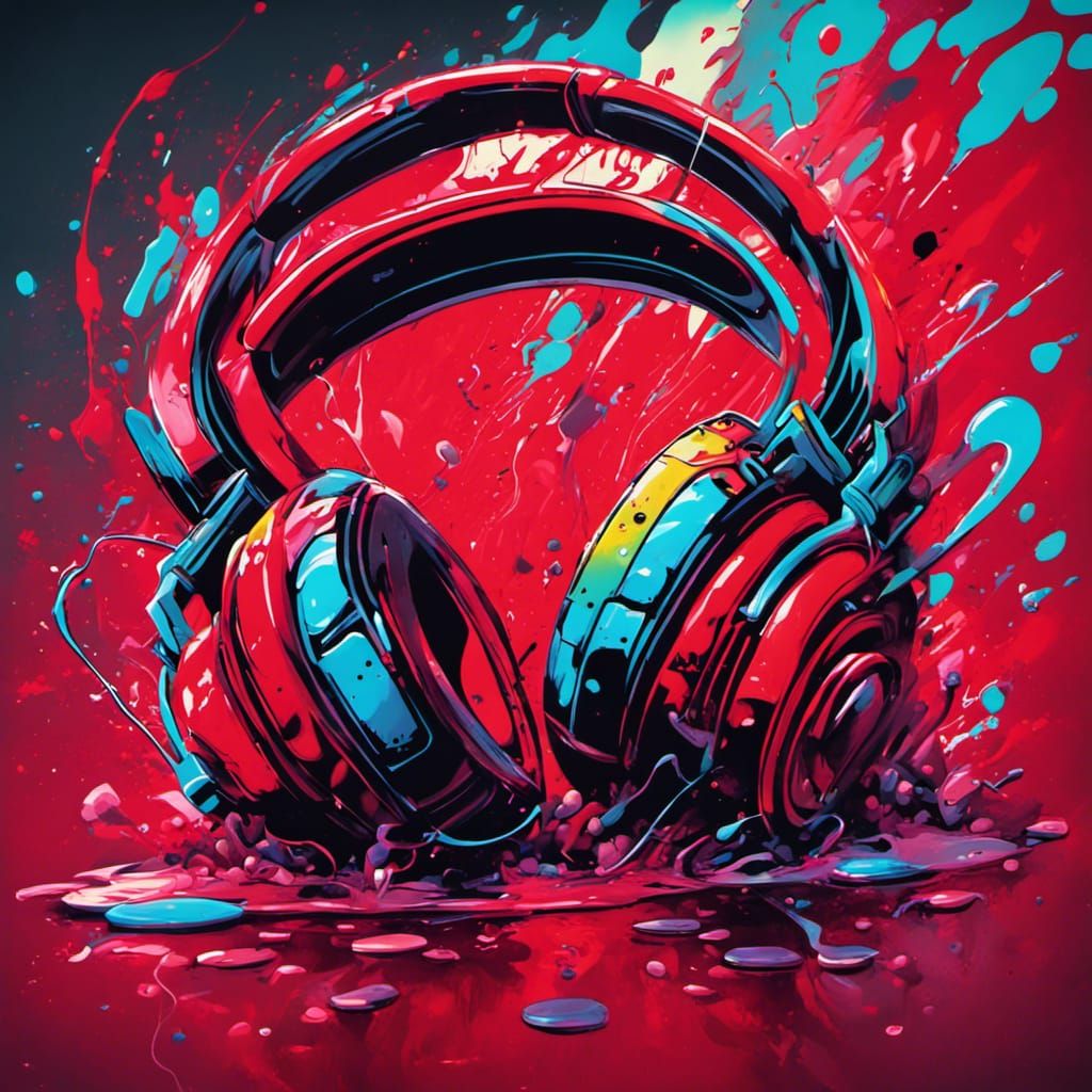 80s Music Graffiti Art in Polychromatic Colors