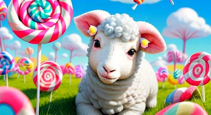 Mary's Lamb: Whimsical Candy Art Illustration