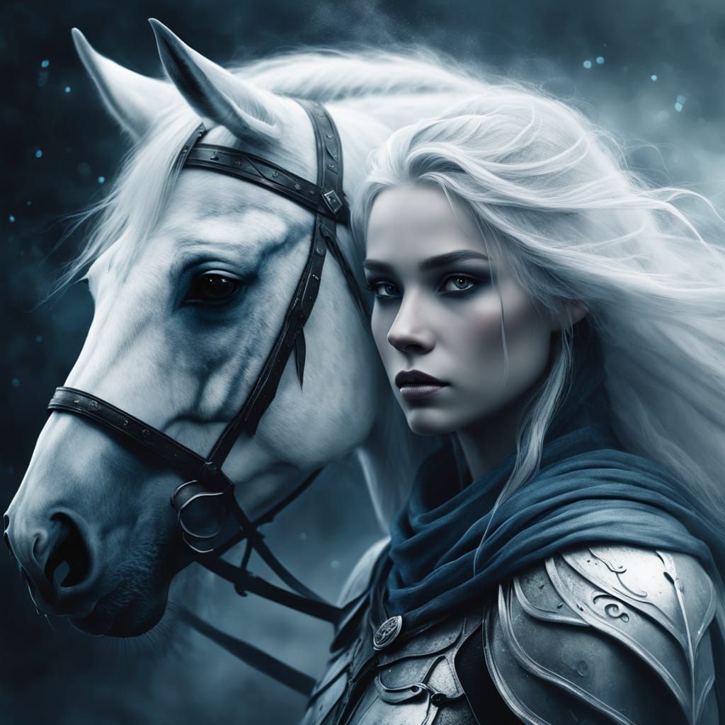 Ethereal Valkyrie Portrait in Moody Digital Painting