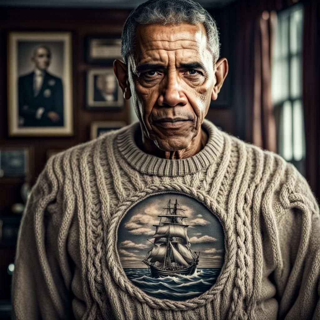 Hyperrealistic Image of Barack Obama as Old Sailor