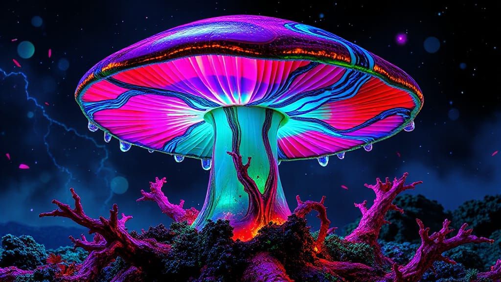 Surreal Psychedelic Mushroom Warps Reality