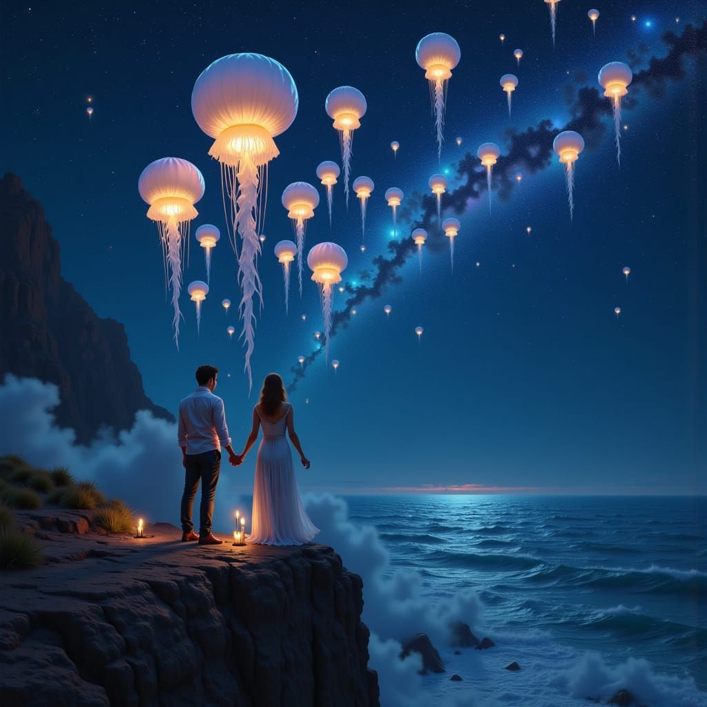 Cosmic Ocean Romance: Surreal Dreamscape