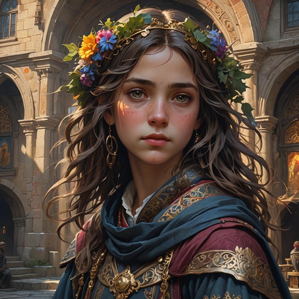 Medieval Italian Child Portrait in Dark Fantasy Art