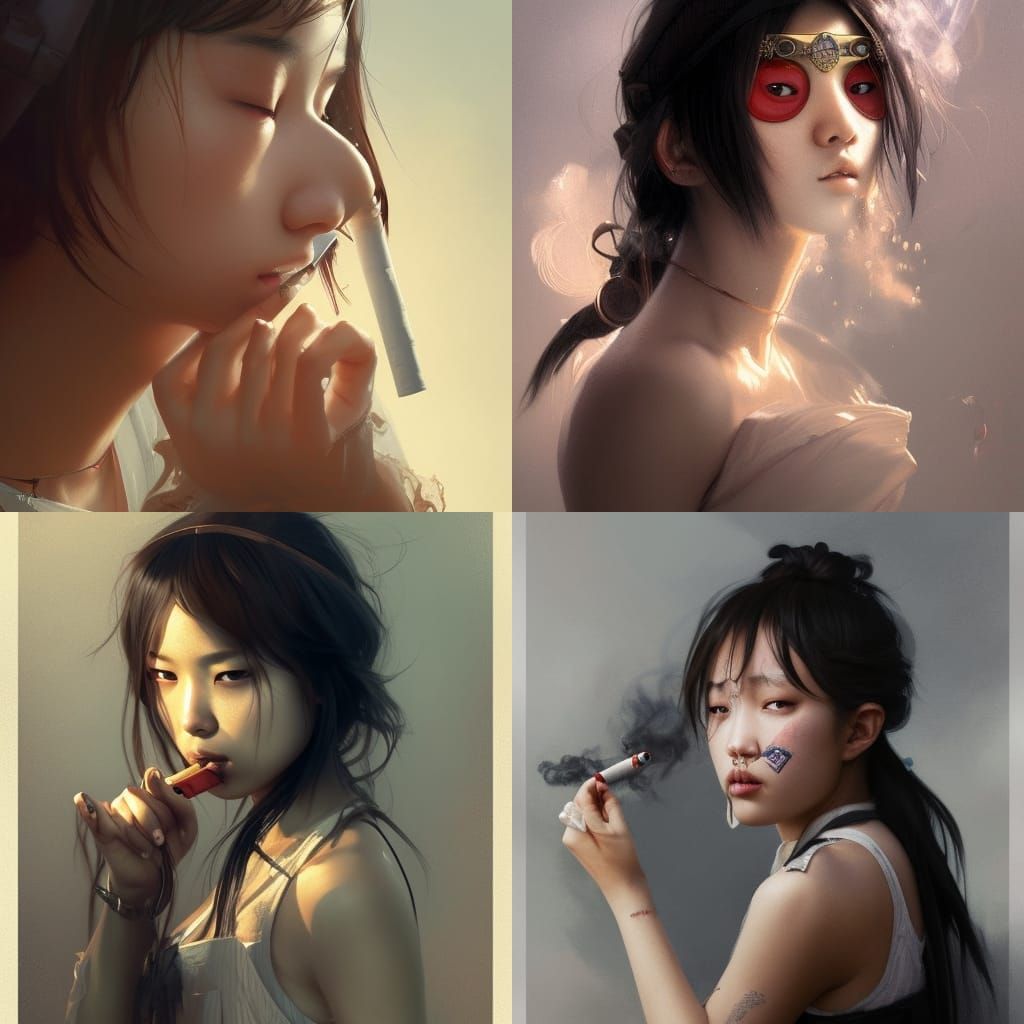 Asian Girl with Eye Patch: Hyperdetailed Digital Portrait