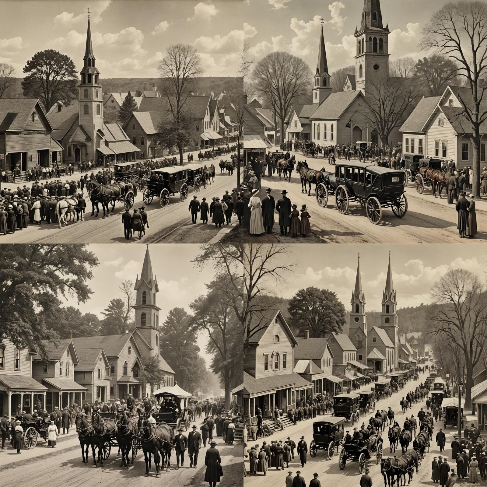 Progressive Era Small Town Scene with Church