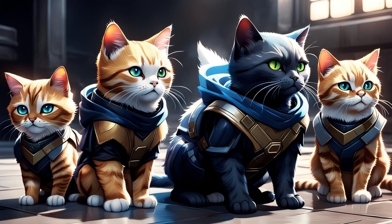 Jedi X-Men Cats in 3D Anime Art