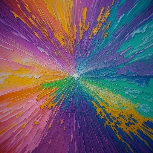 Rainbow Poetry on Golden Parchment in Neo-Impressionism