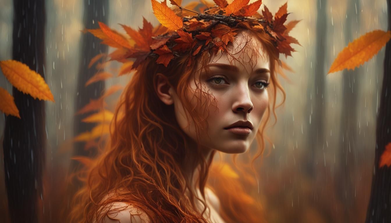 Forest Goddess in Autumnal Tonalist Style