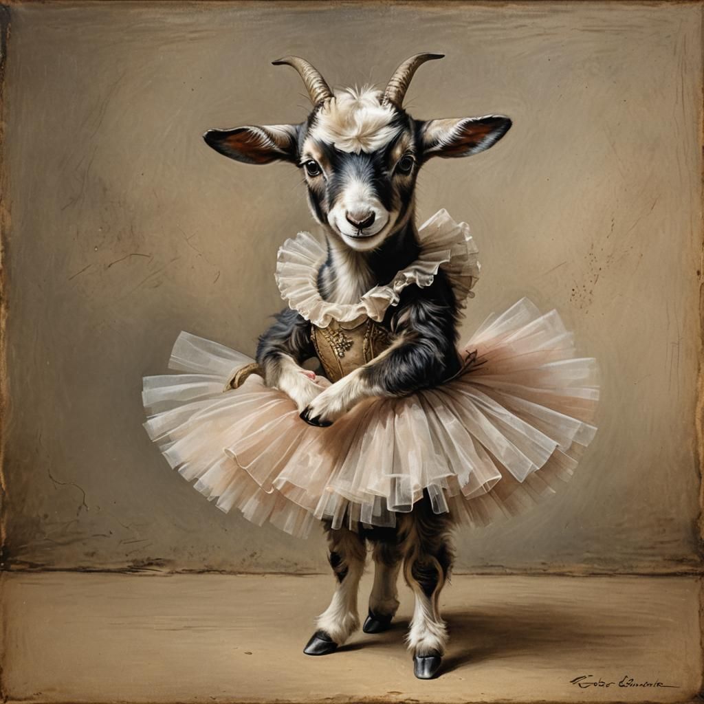 Baby Goat Ballerina as Rembrandt Painting