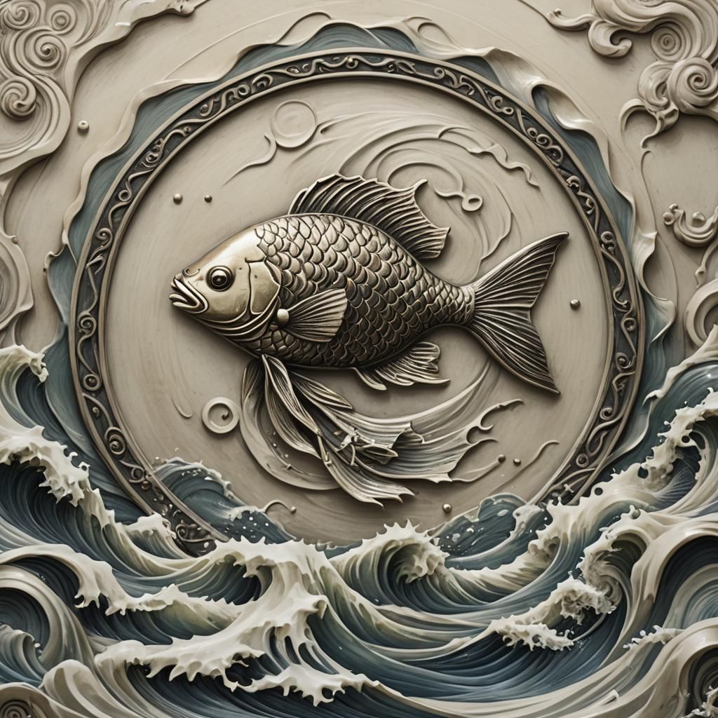 Fish Medallion on a Wave