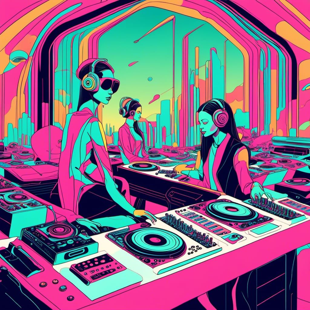Collaborative DJ Space: Digital Graphic Illustration