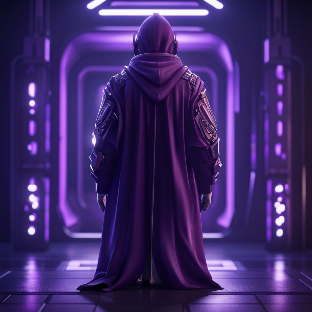 Epic Sci-Fi Figure in Purple Robe