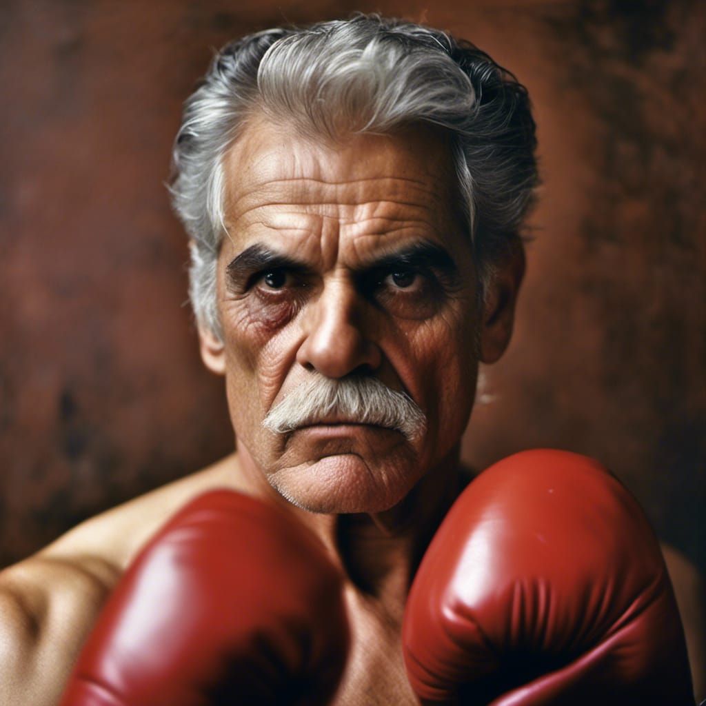 Striking Portrait of Young Boxer with Gloves