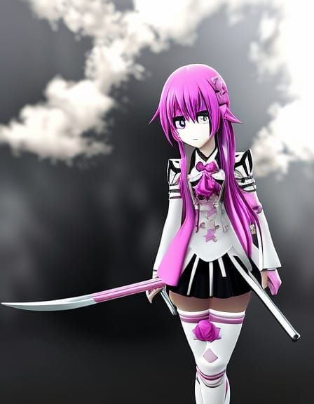 Pink Zombie Anime Girl in Manga Style
