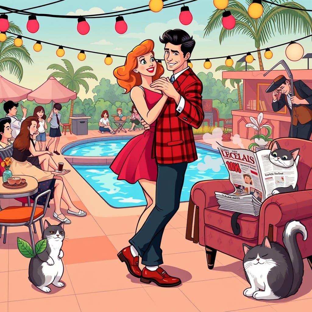 Lively 1950s Sock Hop in Hanna-Barbera Style