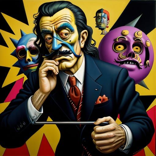 Surrealist Comedian's Shocked Face in Chaos