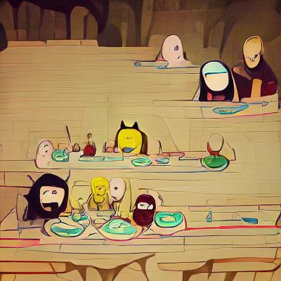 Last Supper Reimagined in Adventure Time Style