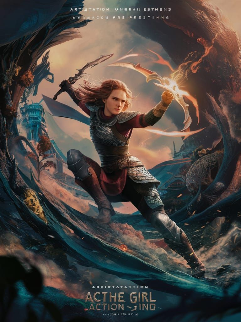 Action Girl Movie Poster in Unreal Engine 5