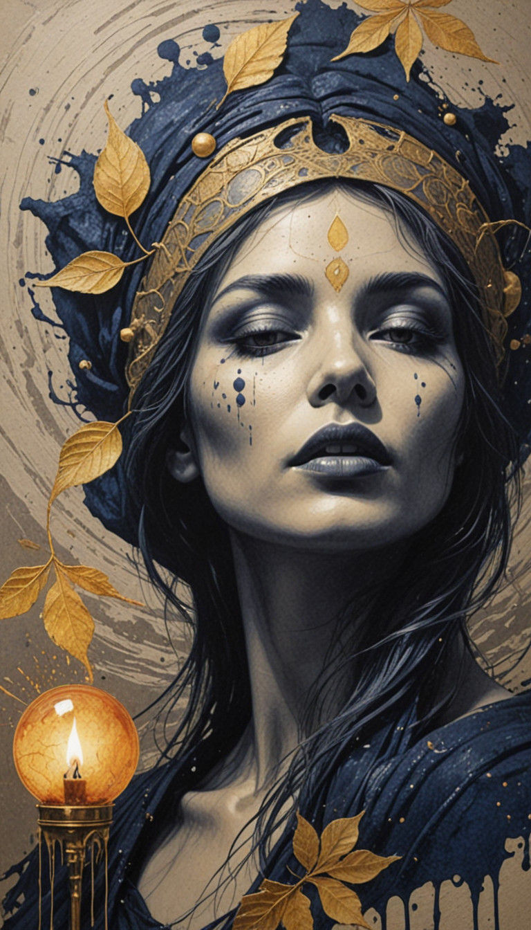 Celestial Cosmic Portrait in Vibrant Colors with Mystical Im...