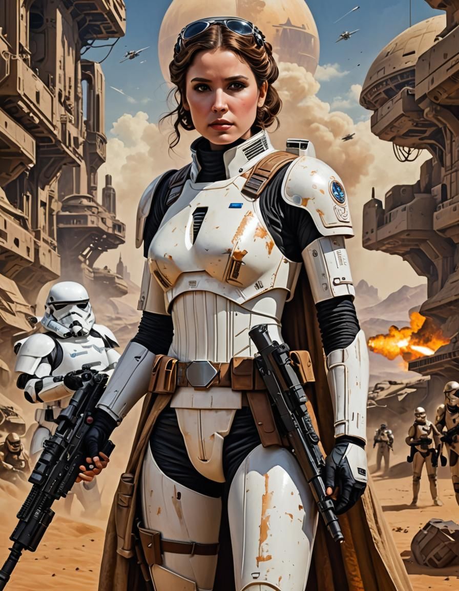 Futuristic Leia as a Stormtrooper in Mixed Media