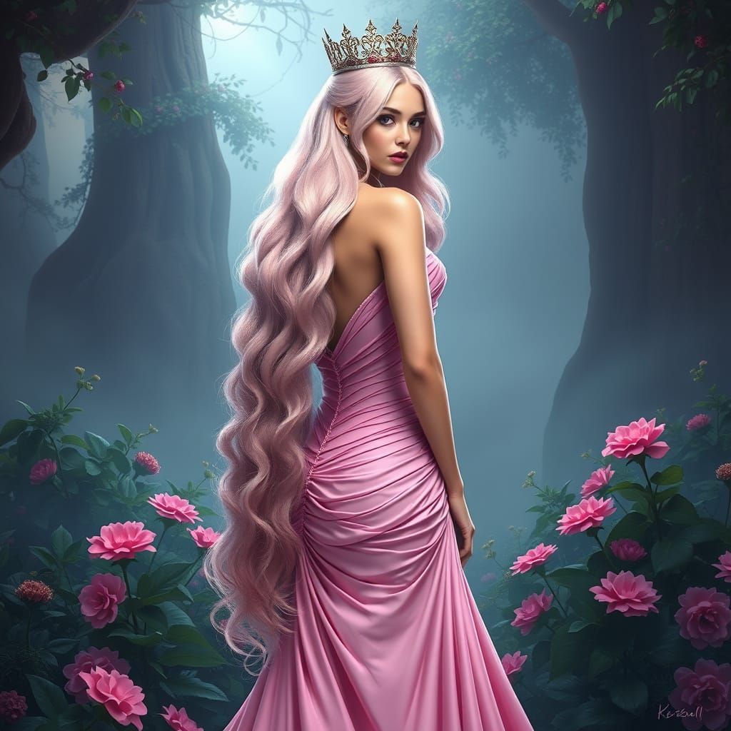 Enchanted Fantasy Princess in Dreamlike Landscape