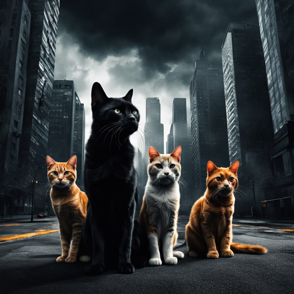 Fierce Felines Defy the City in Hyper-Realistic Digital Art