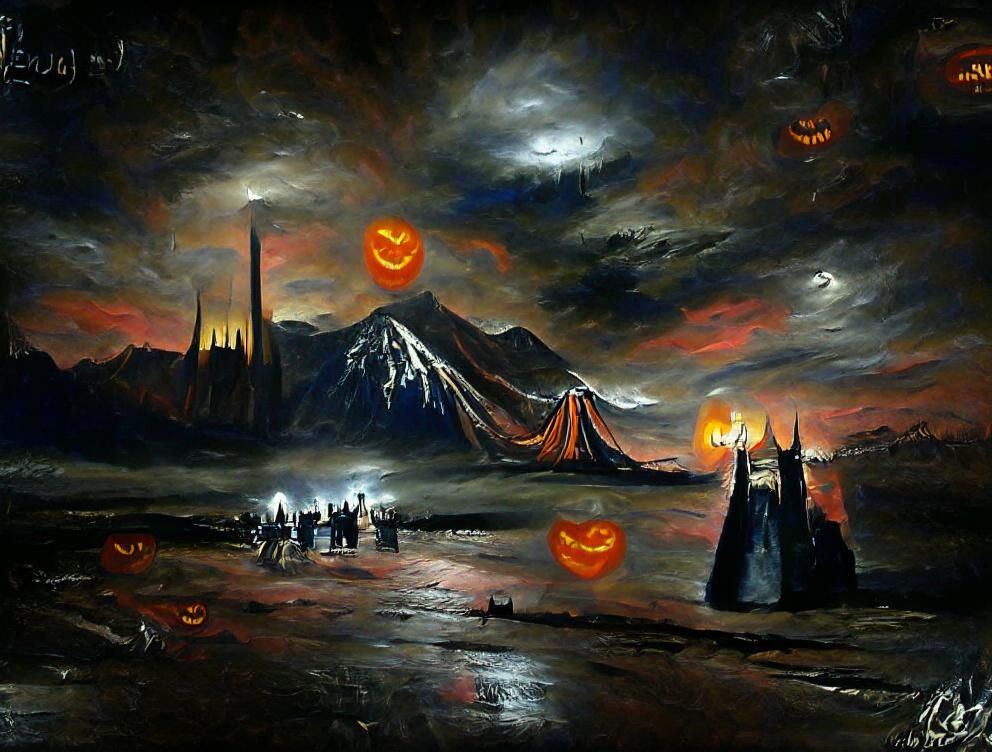 Halloween in Mordor: Dramatic Oil Painting