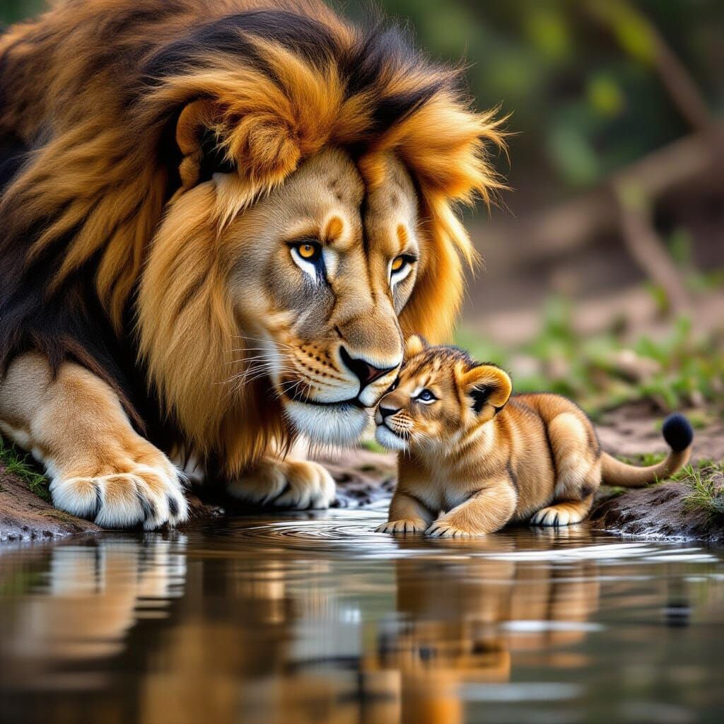 Lion Cub's Reflection: A Generational Tale