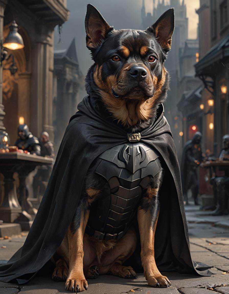 Batman Dog as Dark Fantasy Concept Art