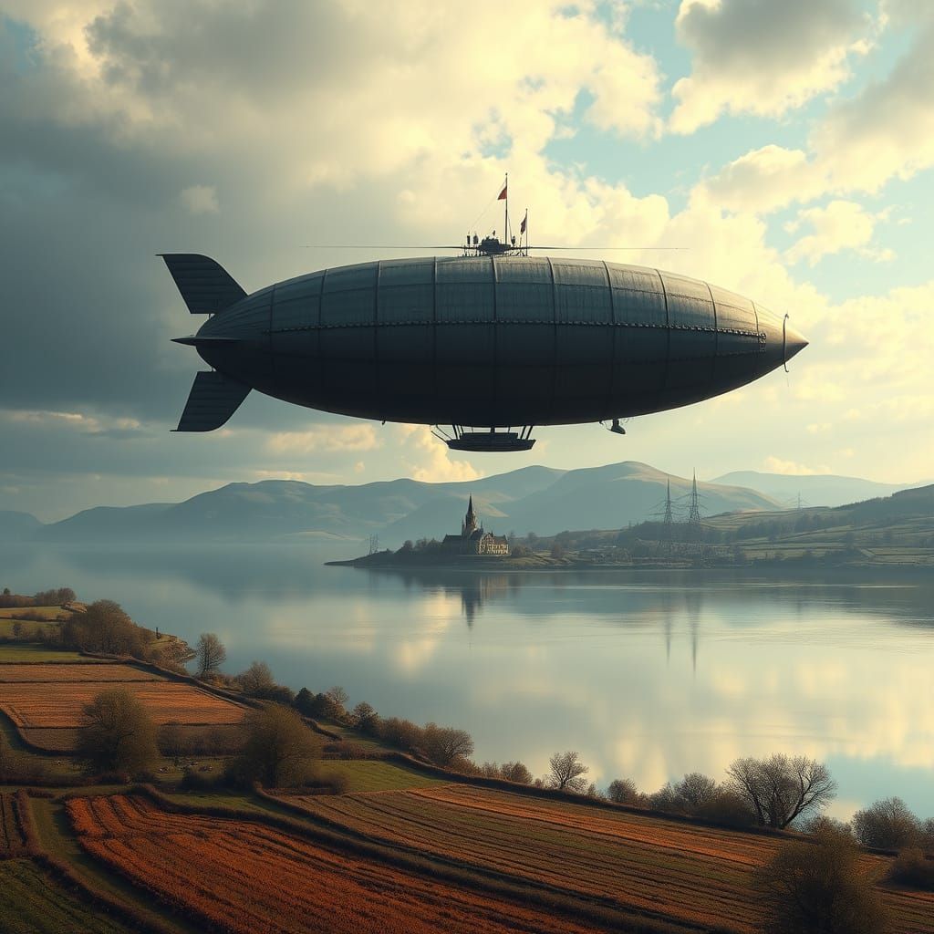 Fantastical Airship Sails Over a Scottish Loch