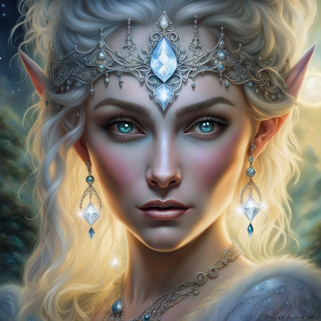 Ethereal Elven Queen Portrait in Fantasy Style