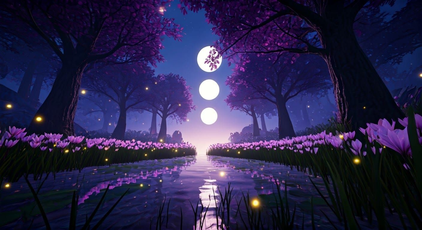 Ethereal Forest Oasis by Soft Moonlight