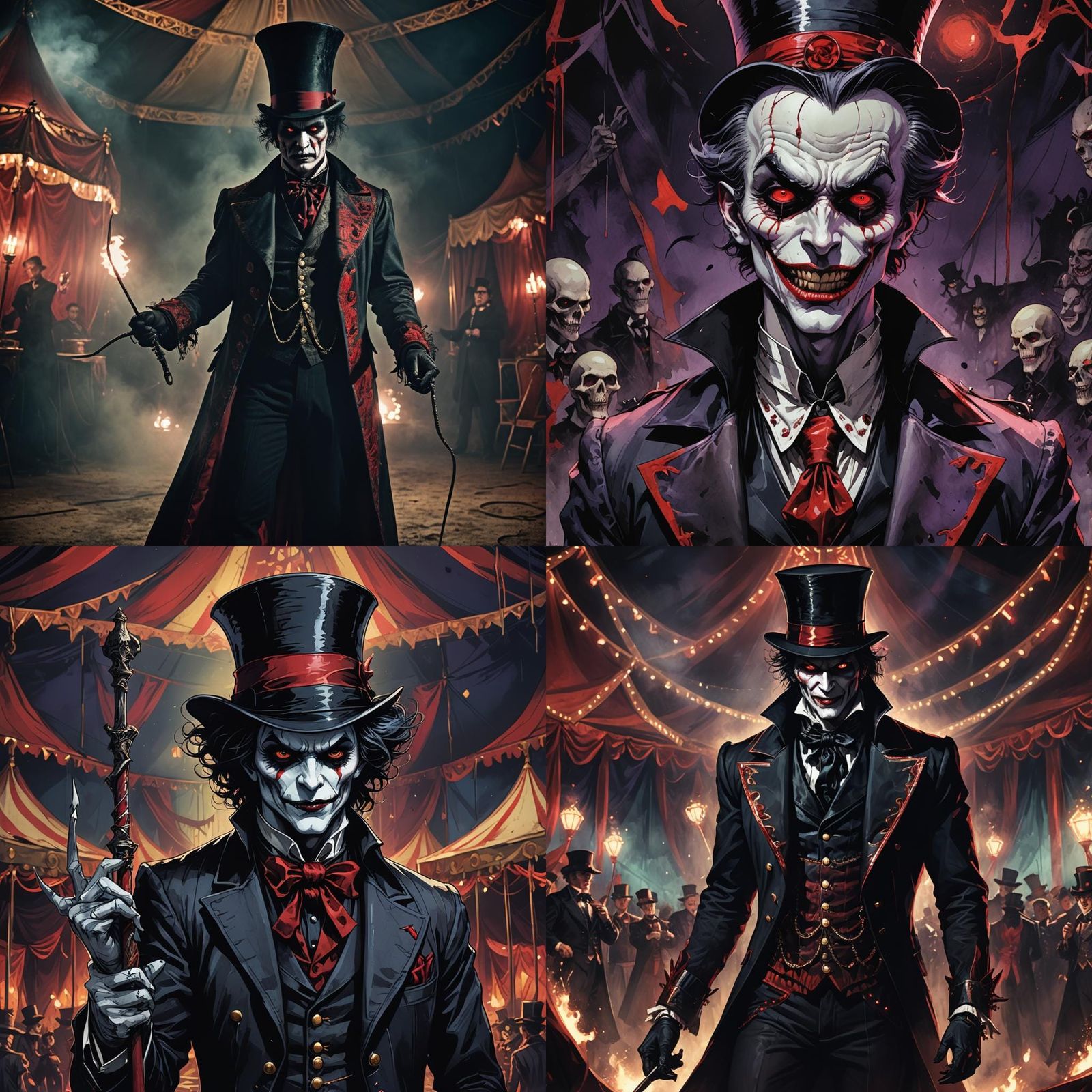 Demonic Vampire Ringmaster in Anime Cel-Shaded Style