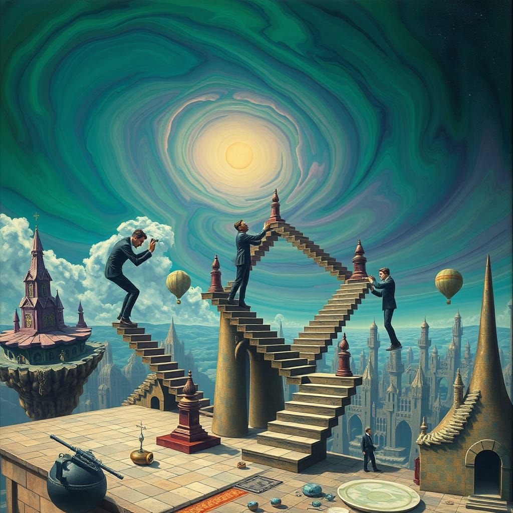 Surreal Dreamscape with Impossible Architecture